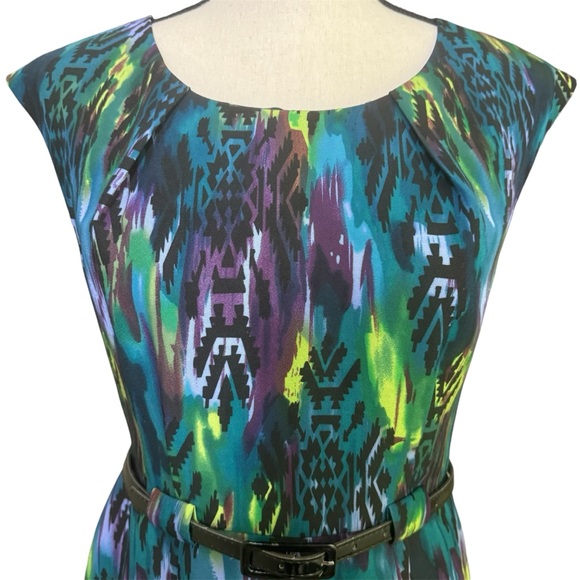 Cleo dress tribal colourful pattern cap sleeve mid length size 6 - Picture 3 of 7